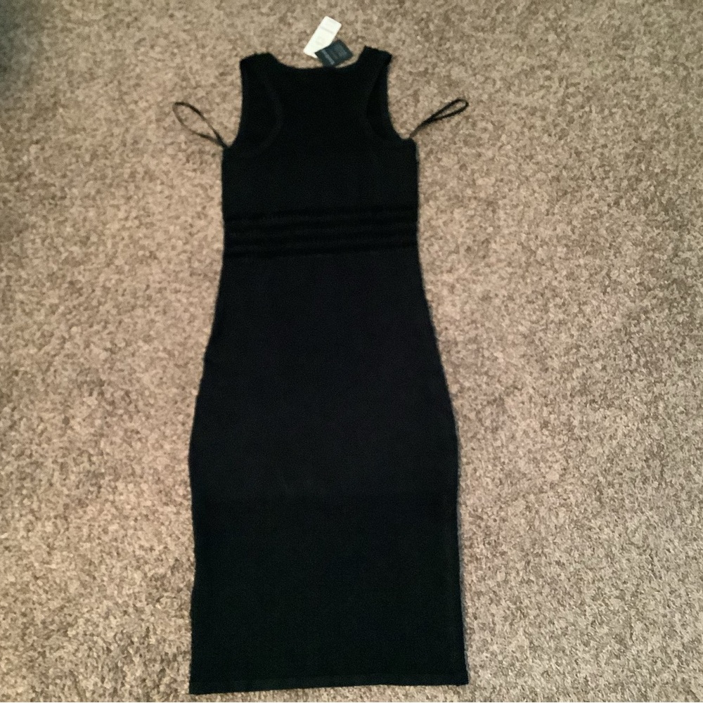 Bebe racer back pointelle midi dress, color black, size: M - Picture 8 of 12